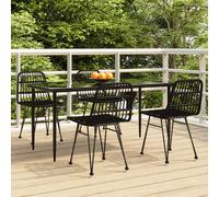 vidaXL 5 Piece Garden Dining Set Black Poly Rattan