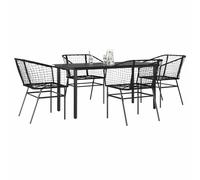 vidaXL 5 Piece Garden Dining Set Black Poly Rattan Glass
