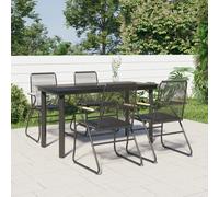 vidaXL 5 Piece Patio Dining Set Black PVC Rattan