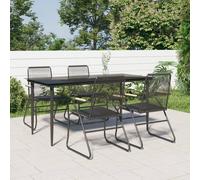 vidaXL 5 Piece Garden Dining Set Black PVC Rattan