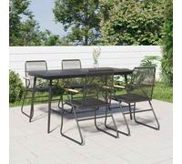 vidaXL 5 Piece Garden Dining Set Black PVC Rattan, Black