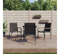 vidaXL 5 Piece Garden Dining Set Black Textilene and Steel