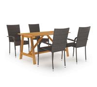 vidaXL 5 Piece Garden Dining Set Brown 06 UK HOT