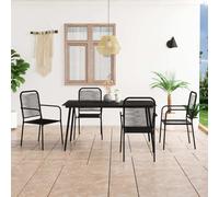 vidaXL 5 Piece Garden Dining Set Cotton Rope and Steel Black 01 UK HOT