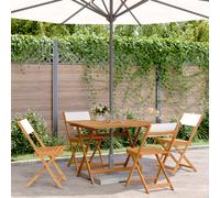 vidaXL 5 Piece Garden Dining Set Cream White Fabric and Solid Wood