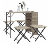 vidaXL 5 Piece Garden Dining Set Foldable Light Grey Poly Rattan