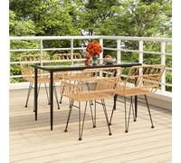 vidaXL 5 Piece Garden Dining Set Poly Rattan