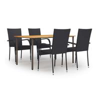 vidaXL 5 Piece Garden Dining Set Poly Rattan Black 04 UK HOT