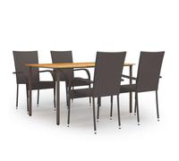 vidaXL 5 Piece Garden Dining Set Poly Rattan Brown 01 UK HOT