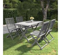 vidaXL Solid Acacia Wood Garden Dining Set 5 Piece Grey Furniture Outdoot