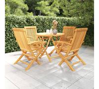 Garden Dining Set 5-piece Teak hardwood Warm Colour Table 85cm Chairs 47x60x89cm