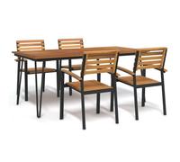 (180 cm table length/ 4 piece) vidaXL Garden Dining Set Table and Chairs Solid Wood Acacia and Metal