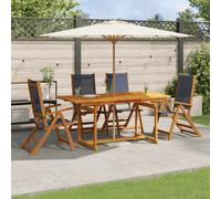 vidaXL 5 Piece Garden Dining Set Solid Wood Acacia and Textilene