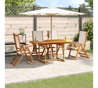 vidaXL 5 Piece Garden Dining Set Solid Wood Acacia and Textilene