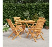 vidaXL 5 Piece Garden Dining Set Solid Wood Teak