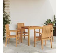 vidaXL 5 Piece Garden Dining Set Solid Wood Teak