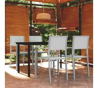 vidaXL Garden Dining Set 5 Piece White Outdoor Patio Furniture Table and Chair