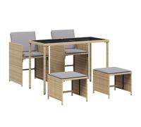 vidaXL 5 Piece Garden Dining Set with Cushions Mix Beige Poly Rattan