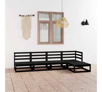 vidaXL 5 Piece Garden Lounge Set Black Solid Wood Pine UK