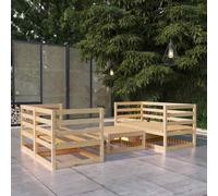 vidaXL Solid Pinewood Garden Lounge Set 5 Piece Outdoor Seating Furniture