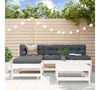 vidaXL 5 Piece Garden Lounge Set White Solid Wood Pine