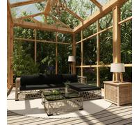 vidaXL 5 Piece Garden Lounge Set with Cushions Poly Rattan Grey