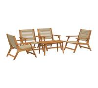 vidaXL 5-Piece Garden Set: Beige Acacia Wood Chairs & Table