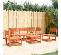 vidaXL Garden Sofa Set 5 Piece Outdoor Corner Sofa Wax Brown Solid Wood Pine