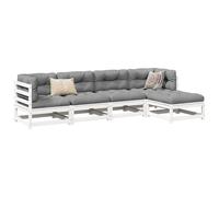 vidaXL 5 Piece Garden Sofa Set White Solid Wood Pine