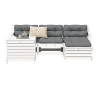 vidaXL 5 Piece Garden Sofa Set White Solid Wood Pine, White