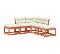 vidaXL 5 Piece Garden Sofa Set with Cushions Wax Brown Solid Wood Pine