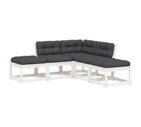 vidaXL 5 Piece Garden Sofa Set with Cushions White Solid Wood Pine