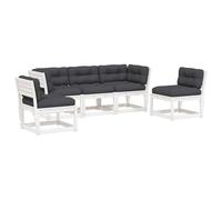 vidaXL 5 Piece Garden Sofa Set with Cushions White Solid Wood Pine