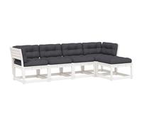 vidaXL 5 Piece Garden Sofa Set with Cushions White Solid Wood Pine