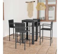 vidaXL Outdoor Bar Set 5 Piece with Armrest Poly Rattan Grey Bistro Furniture