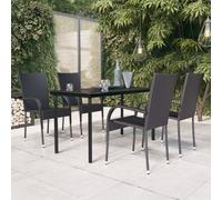 vidaXL Outdoor Dining Set 5 Piece Black Patio Garden Table Chair Furniture