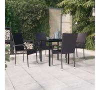 vidaXL 5 Piece Outdoor Dining Set Black, Black
