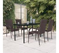vidaXL Outdoor Dining Set 5 Piece Brown and Black Patio Garden Seat Furniture