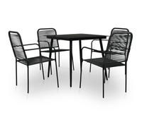 vidaXL 5 Piece Outdoor Dining Set Cotton Rope and Steel Black