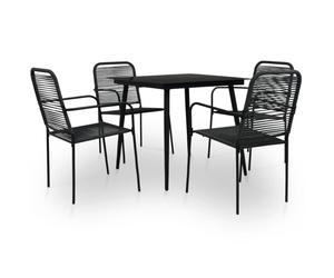 vidaXL 5 Piece Outdoor Dining Set Cotton Rope and Steel Black
