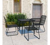 vidaXL 5 Piece Outdoor Dining Set Poly Rattan and Glass