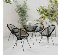 vidaXL 5 Piece Outdoor Dining Set PVC Rattan Black UK HOT