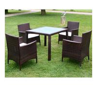 vidaXL Garden Lounge Set with Cushions 5 Piece Poly Rattan Brown Outdoor Patio