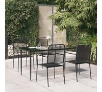 vidaXL 5 Piece Patio Dining Set Black Cotton Rope and Steel