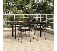 vidaXL 5 Piece Patio Dining Set Black Poly Rattan