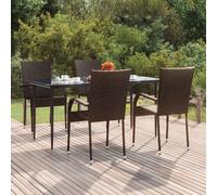vidaXL 5 Piece Garden Dining Set Brown Poly Rattan, Brown