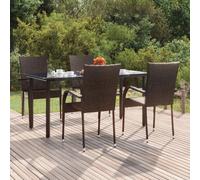 vidaXL 5 Piece Garden Dining Set Brown Poly Rattan, Brown