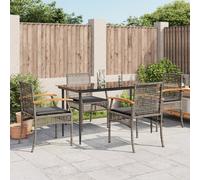 vidaXL 5 Piece Patio Dining Set with Cushions Gray Poly Rattan