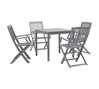 vidaXL 5 Piece Solid Acacia Wood Garden Dining Set Grey Outdoor Table Chair
