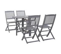 vidaXL 5 Piece Solid Acacia Wood Garden Dining Set Grey Outdoor Table Chair
